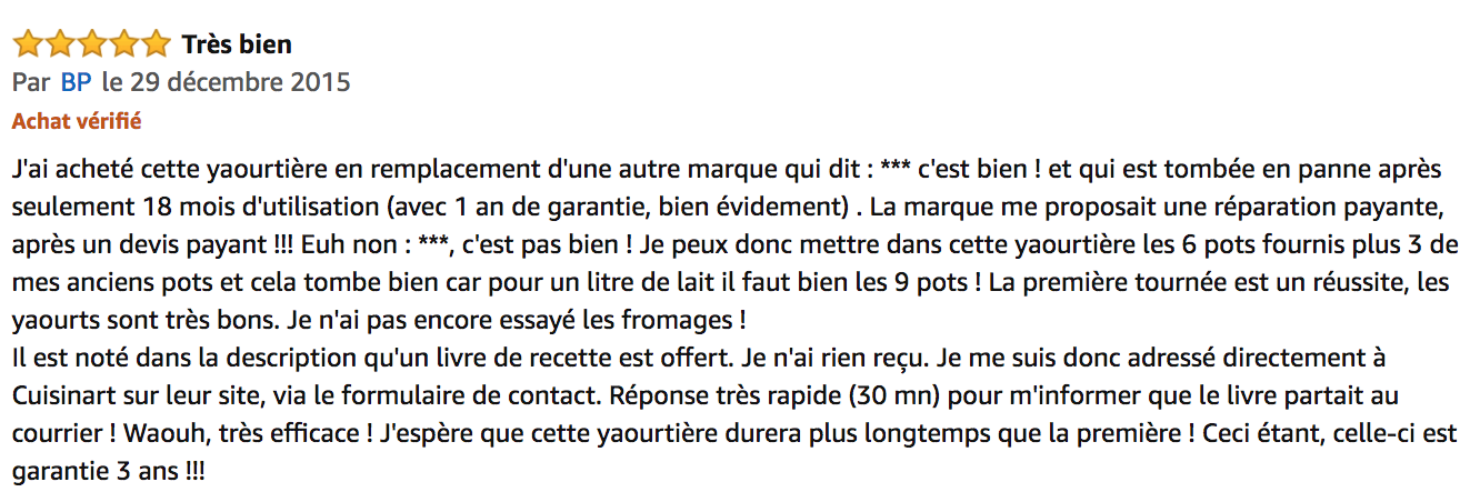 avis Yaourtière et fromagère Cuisinart